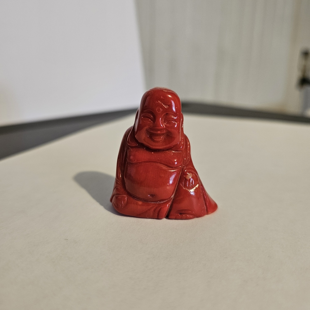 Red Laughing Buddha Figurine